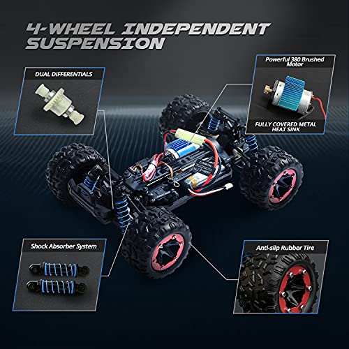 DEERC RC Cars 9310 High Speed Remote Control Car for Adults Kids 30+MPH, 1:18 Scales 4WD Off Road RC Monster Truck,Fast 2.4GHz All Terrains Toy Trucks Gifts for Boys,2 Batteries for 40Min Play