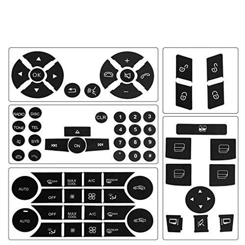 RDBS Fits for Button Repair Kit Steering Wheel | AC | Window | Radio | Number | Door & Air Conditioner Decals Stickers for 2007-2014 Mercedes Benz W204 C250 C350 E-Class ML GL GLK