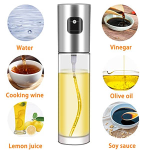 3-Piece Set Clear Olive Oil Sprayer,100ml Cooking Oil Sprayer,Kitchen Gadget for Kitchen,Salad,Outdoor Grill,Baking,Air Fryer,With Brush and Oil Funnel,Refillable,(1 Pack)