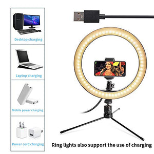 LED 10.2" Desktop Selfie Ring Light with Tripod Stand & Remote Control &10 Brightness Level & 3 Light Modes and 120 Bulbs 5500k for YouTube Video/Live Stream/Makeup/Photography for iPhone Android