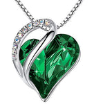 Leafael Infinity Love Heart Pendant Necklace Emerald Green May Birthstone Crystal Jewelry Gifts for Women, Silver-Tone, 18"+2"