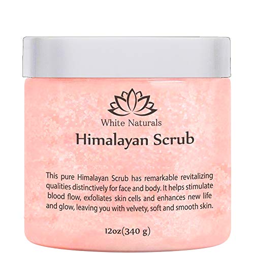 Pure Himalayan Pink Salt Body Scrub Wash With Exfoliate For Soft, Healthy Skin, Massaging For Sore Muscles & Skin Imperfection 12 oz
