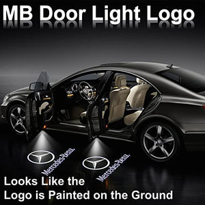4 Pcs MB Door Light Logo, Compatible with Mercedes Benz Accessories A B C E M G GL GLA GLC GLE GLS Class 4dr W205 W213 W176 W166