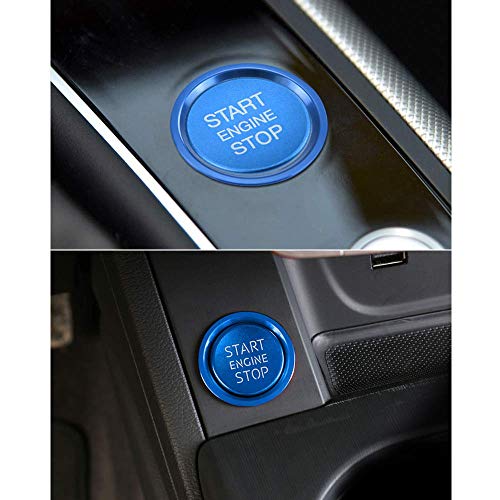 LECART 2Pcs Blue Car Engine Start Stop Button Cover Ring Ignition Start Stop Button Trim Push Button Switch Decor Sticker Aluminum Alloy Auto Interior Accessories Compatible for Audi A4 A5 A6 A7 A8 Q5