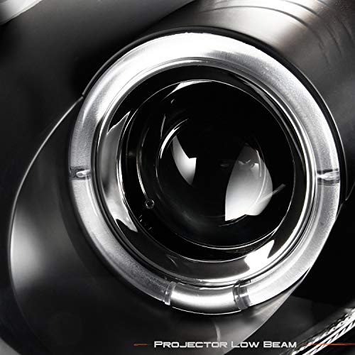 For 01-07 Benz W203 C-Class 4-Doors Sedan Black Bezel LED [Dual Halo] Projector Halogen Type Projector Headlights