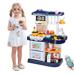 Pretend Play Kitchen Set for Toddlers, Mini Kitchen Accessories with Play Cooking Stove, Pot and Pan with Spray Realistic Light & Sound and Play Cutting Food, Outdoor Cooking Toys for Kids Girls Boys