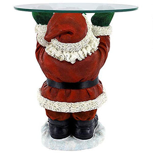 Christmas Decorations - Santa Claus Glass Topped Holiday Decor Side Table
