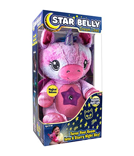 Ontel Star Belly Dream Lites, Stuffed Animal Night Light, Pink and Purple Unicorn