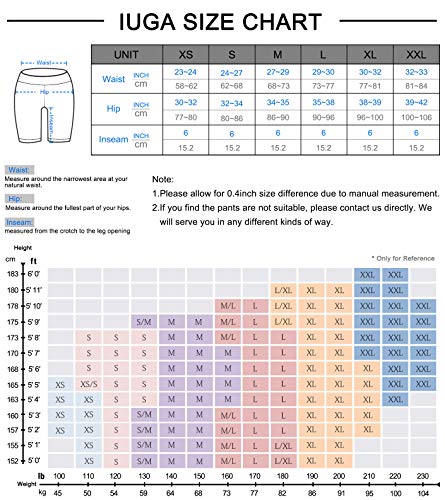 IUGA Workout Shorts for Women with Pockets High Waisted Biker Shorts for Women Yoga Shorts Running Shorts Black