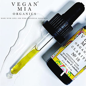 Vegan Mia Organics - Clarity Brightening & Balancing Concentrated Face Oil Serum - with Black Seed Oil, Jojoba Oil, Green Tea, Neem, Maracuja, Rosehip Seed Oil and More Facial Oils - Reveal Visibly Clearer, Smoother, More Radiant Skin Naturally, 0.5 fl oz