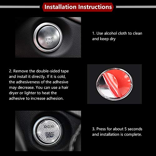 LECART Bling Engine Start Stop Button Cover Ignition Button Cap for Mercedes-Benz Interior Accessories Fit for C-Class CLA-Class CLS-Class E-Class GLA-Class GLC-Class GLE-Class GLK-Class GLS-Class
