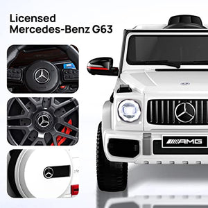 ANPABO Licensed Mercedes-Benz G63 Car for Kids, 12V Ride on Car, Electric Car with Adjustable Door Height, Spring Suspension System, Horn, LED, Music/ USB, Gift for Kids-White
