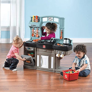 Step2 Best Chefs Kitchen Set for Kids – Includes 25 Toy Kitchen Accessories, Interactive Features for Realistic Pretend Play – Indoor/Outdoor Toddler Playset – Dimensions: 35.8” H x 34.4” W x 11.5” D