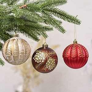 Valery Madelyn 80ct Woodland Red and Brown Christmas Ball Ornaments, Shatterproof Small Christmas Tree Ornaments for Xmas Decoration