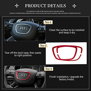 LECART for Audi Accessories A4 A3 A5 A6 A7 A8 Q3 Q5 Q7 Steering Wheel Logo Sticker Car Interior Emblem Badge Cover Red Metal Decor Decals