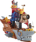 Imaginext Pirate Ship Playset with Shark Bite Action, Launcher and Jail Cell, Pirate Toys in Frustration-Free Package