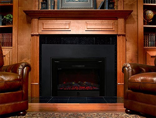 XtremepowerUS 28.5" Embedded Fireplace Electric Insert Heater Glass View Log Flame Stove Adjustable 1500W Remote, Black