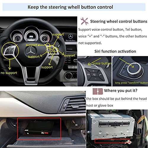Road Top Wireless Carplay Android Auto Retrofit Kit Decoder for Mercedes Benz E Class W212 E Coupe 2012-2015 Year NTG4.5/4.7, Support Mirrorlink, Camera, Original Car Knob Control