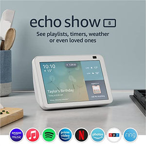 Echo Show 8 (2nd Gen, 2021 release) | HD smart display with Alexa and 13 MP camera | Glacier White