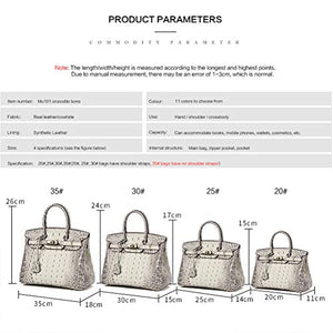Crocodile Grain Genuine Leather Satchel Bag Women's Cowhide Handbags Chain Shoulder Messenger Bags Woman (35#=35cm18cm26cm, Brown)