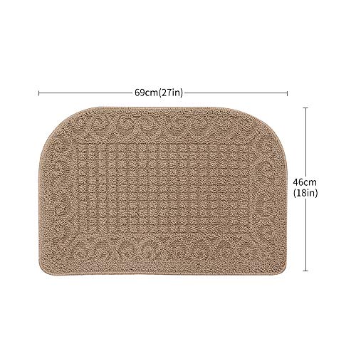 27X18 Inch Anti Fatigue Kitchen Rug Mats are Made of 100% Polypropylene Half Round Rug Cushion Specialized in Anti Slippery and Machine Washable (Beige 1 pc)