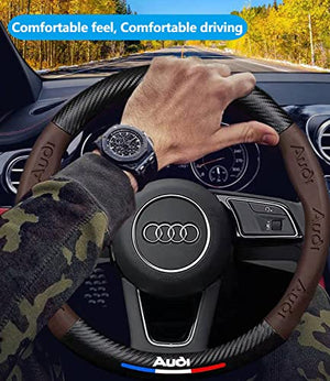 Custom-Fit Steering Wheel Cover for Audi. Car Steering Wheel Covers Auto Interior Accessories, Anti Slip & Odor Free, Designed Accessories for AudiCar Designed Accessories for Car (Brown, For Audi)