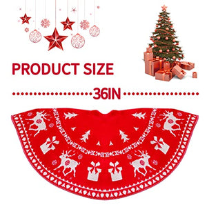 KD KIDPAR 36" Christmas Tree Skirt Knit Knitted Thick Rustic Tree Skirt for Xmas Holiday Tree Decorations and Orname Home Décor