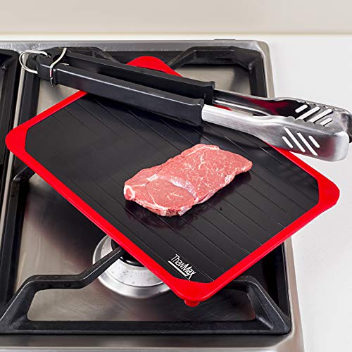 ThawMax Rapid Defrosting Tray | Defrost Chicken, Steak and Other Meats Quickly | No Mess Full Silicone Border | Thaw Frozen Foods Faster Without a Microwave or Hot Water | Quick and Safe