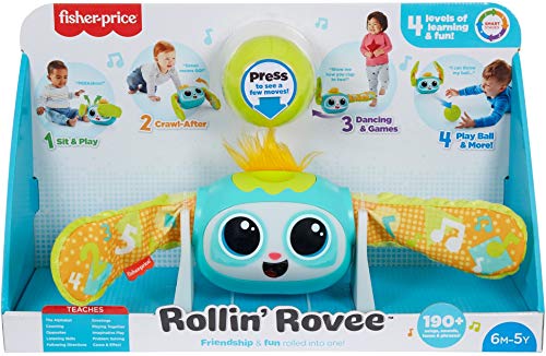 Fisher-Price Rollin' Rovee, interactive activity toy with music, lights, and learning content for kids ages 6 months to 5 years