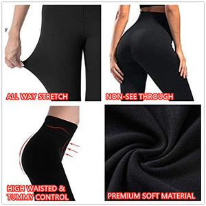 yeuG High Waisted Solid Leggings for Women -Super Soft Full Length Opaque Slim Pants for Running Cycling Yoga Workout (3 Pack - Black3, Small - Medium)