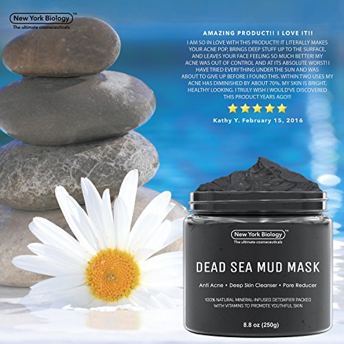New York Biology Dead Sea Mud Mask for Face and Body - Natural Spa Quality Pore Reducer for Acne, Blackheads and Oily Skin - Tightens Skin for A Healthier Complexion - 8.8 oz
