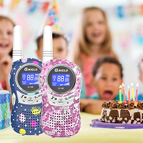 Qniglo Walkie Talkies for Kids Rechargeable with 𝗟𝗶-𝗶𝗼𝗻 𝗕𝗮𝘁𝘁𝗲𝗿𝘆, Long Range Kids Walkie Talkies 3 Pack, Toys Walkie Talkie for Girls, Boys, Birthday Halloween Xmas Gifts, Outdoor Camping