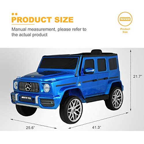 Uenjoy 12V Licensed Mercedes-Benz G63 Kids Ride On Car Electric Cars Motorized Vehicles for Girls,Boys, with Remote Control, Music, Horn, Spring Suspension, Safety Lock, LED Light,AUX, Blue