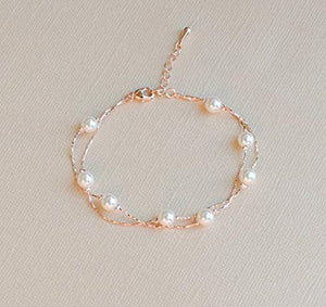 Rose Gold Jewelry: Swarovski Crystal Simulated White Pearls Necklace and Jewelry Set Set for Women - Wedding Party, Bridal and Bridesmaid Accessories - 18K Rose Gold Plated Earring Sets