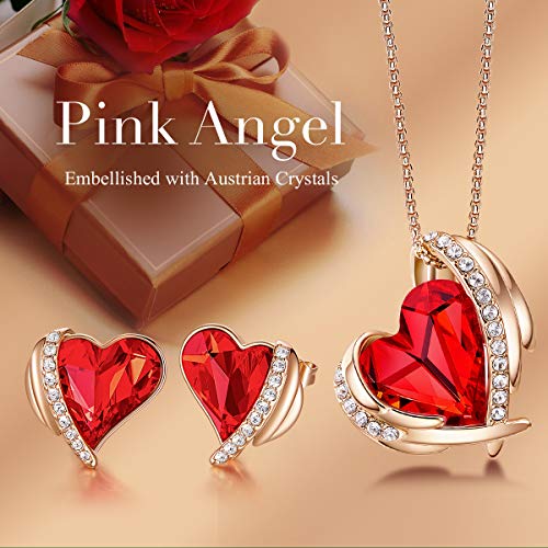 CDE Rose Gold Plated Jewelry Set Heart Necklaces and Earrings Gifts for Women