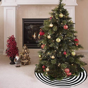 AHOOCUSTOM Black and White Christmas Tree Skirt, Rustic Farmhouse Christmas Decorations Ornaments, 36 Inch Tree Skirt Mat Decor for Merry Xmas Holiday