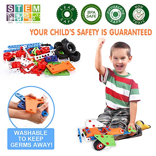 VATOS STEM Toys, Building Toys 165 PCS Educational Toys for 4- 5 6 7 8 9 Year Old Boys Learning Toy Construction Kit Engineering Fun Montessori Toys for Boys & Girls Best Birthday Toy for Kids