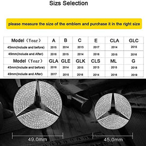 AEEIX Compatible Steering Wheel Logo Caps for Mercedes Benz Accessories Parts Emblem Badge Bling Decals Covers Interior Decorations W205 W212 W213 C117 C E S CLA GLA GLK Class (49mm)
