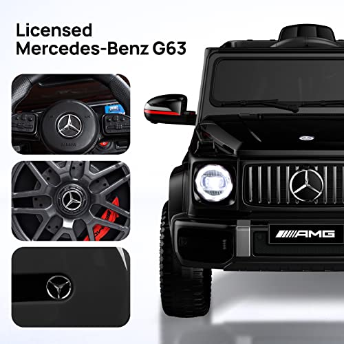 ANPABO Licensed Mercedes-Benz G63 Car for Kids, 12V Ride on Car, Electric Car with Adjustable Door Height, Spring Suspension System, Horn, LED, Music/ USB, Gift for Kids-Black