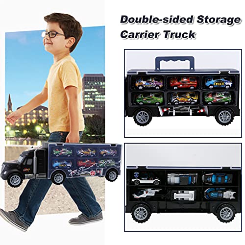 Toddler Toys for 3-4 Year Old Boys,Large Transport Cars Carrier Set Truck Toys with 12 Die-cast Vehicles Truck Toys Cars,Ideal Gift Toys for Kids Age 3-7