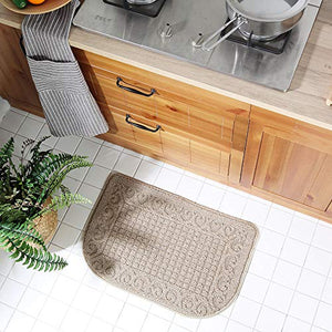 27X18 Inch Anti Fatigue Kitchen Rug Mats are Made of 100% Polypropylene Half Round Rug Cushion Specialized in Anti Slippery and Machine Washable (Beige 1 pc)