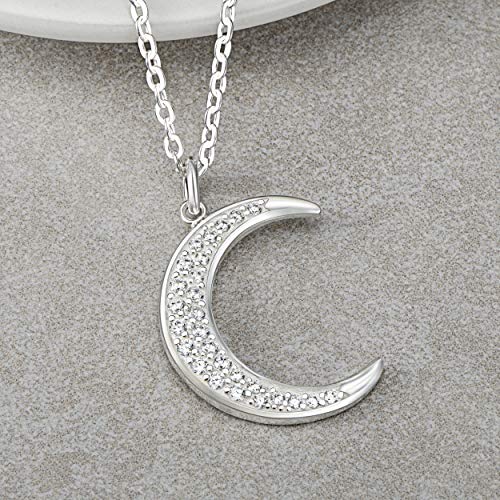 ELEGANZIA Crescent Moon Necklaces for Women Teens Girls Mom, Moon Pendant Sterling Silver Cubic Zirconia Minimalist Jewelry Gifts for Her