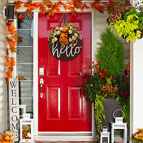 Fall Wreaths,Fall welcome sign for front door, Wooden Hanging Sign for Front Porch Fall Wreaths for Front Door Decorations for Christmas,Restaurant , Fall Outdoor-008