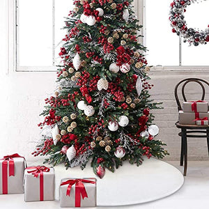 OEAGO Christmas Decorations White Plush Christmas Tree Skirt 48 Inch Faux Fur Christmas Decor for Home Merry Christmas Party Christmas Decorations Indoor