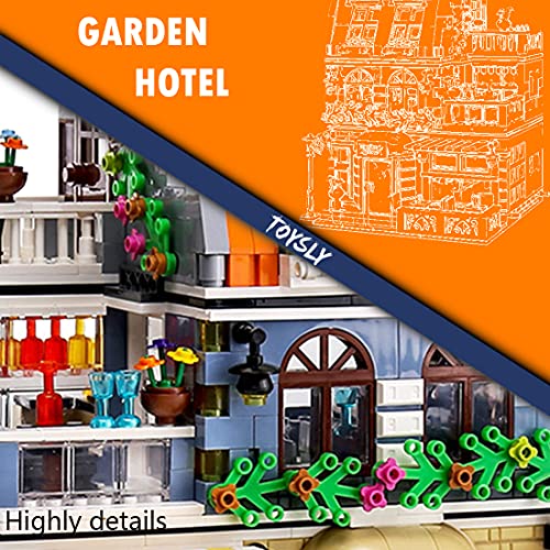 TOYSLY Garden Hotel Street MOC Building Blocks Toy, Towns Series Kits, Collectible Play Model Set and Building City Toys for Kids and Teens (1316 Pieces)