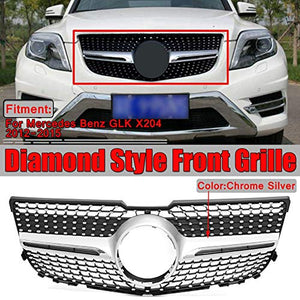 WPFC Car Front Bumper Grill Grille, for Mercedes for Benz GLK X204 GLK250 GLK300 GLK350 2013-2015, GLK X204 Diamond Grille,Black