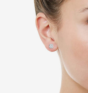 1/2Ct Women Round Diamond Stud Earrings Set in Sterling Silver