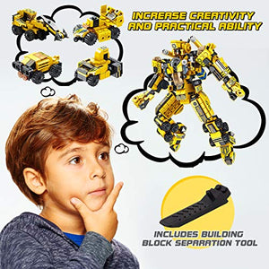 Sciencow 25-in-1 Robot Building Toys for Kids - Construction Bricks Sets Sets for a Big Robot or 12 Small Trucks, Best Gifts for Age 6-10 Years Old Boys & Girls