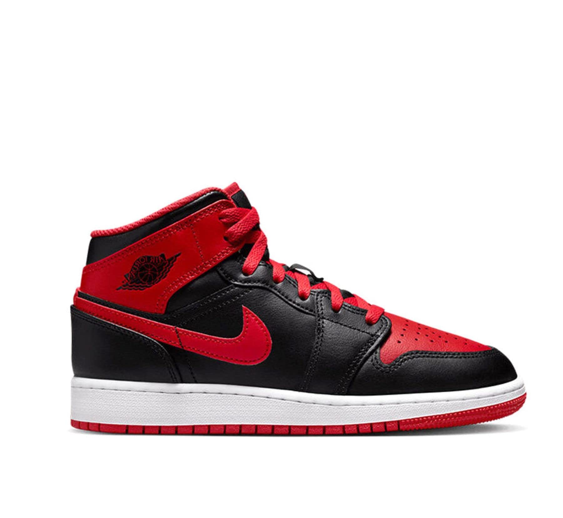 Jordan Nike Air 1 Mid Men's Shoes Black/Fire Red-White DQ8426-060 10