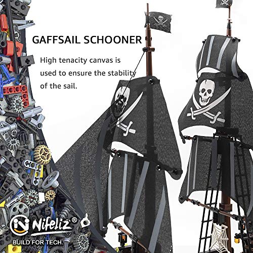 Nifeliz Black Hawk Pirates Ship Model Building Blocks Kits - Construction Set to Build, Model Set and Assembly Toy for Teens and Adult,Makes a Great Gift for People who Like Creative Play (1352Pcs)